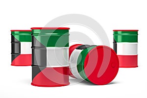 kuwait oil barrels isolated on white background