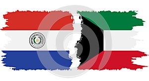 Kuwait and Paraguay grunge flags connection vector