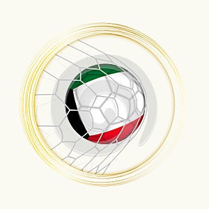 Kuwait scoring goal, abstract football symbol with illustration of Kuwait ball in soccer net