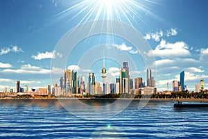 Kuwait skyline and harbor photo