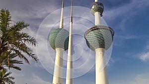 The Kuwait Towers timelapse hyperlapse - the best known landmark of Kuwait City. Kuwait, Middle East