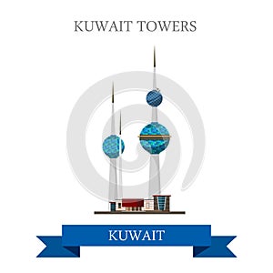 Kuwait Towers vector flat attraction landmarks