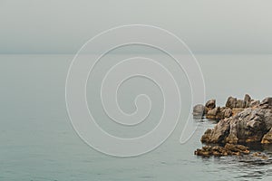 Kvarner gulf of Adriatic sea rocky shoreline with ocean water