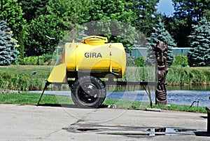 Kvass barrel in the Grutas park near Druskininkai city