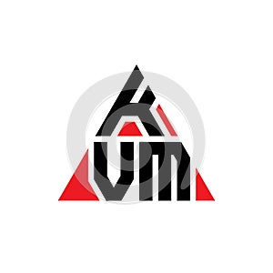 KVM triangle letter logo design with triangle shape. KVM triangle logo design monogram. KVM triangle vector logo template with red photo