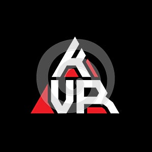 KVR triangle letter logo design with triangle shape. KVR triangle logo design monogram. KVR triangle vector logo template with red