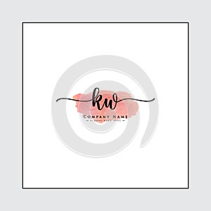 KW Initial Logo in Signature Style for Photography and Fashion Business - Watercolor Signature Logo Vector