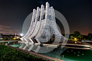 Kwame Nkrumah Memorial Park at night - Accra, Ghana photo