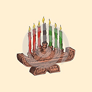 Kwanzaa background, Kinara candle holder in vector