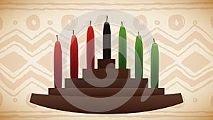 Kwanzaa Design with Traditional Kinara and Candles, Video Animated 4K