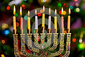 Kwanzaa holiday celebration with festival candles