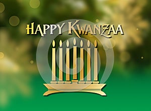 Kwanzaa holiday celebration graphic background in greens and golds