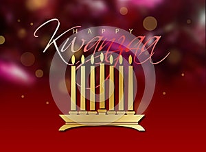 Kwanzaa holiday celebration graphic background in soft glowing reds and gold