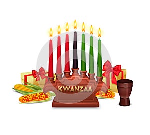 Kwanzaa Holiday Celebration Symbols Composition Poster photo