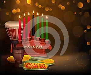 Kwanzaa Kinara Background Colorful Composition Poster