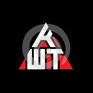 KWT triangle letter logo design with triangle shape. KWT triangle logo design monogram. KWT triangle vector logo template with red