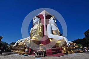 Kyaik Pun Pagoda, Pagoda of four giant Buddha statues,Bago, Myanmar.