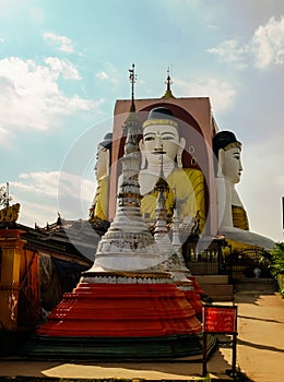 Kyaikpun pagoda, four Buddha images, Bago Myanmar