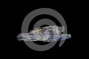 Kyanite, blue mineral stone on black background