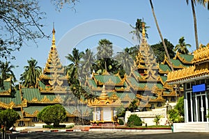 Phra Maha Chedi Pagoda Located in the Chiang Kut hill area Yangon City, Myanmar photo