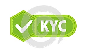 KYC or know your customer Badge with a check mark. Label or sticker photo