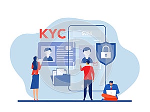 KYC or know your customer with business verifying the identity of its client\'s concept
