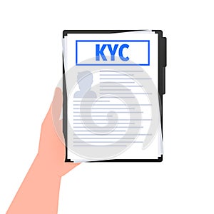 KYC - know your customer Document, verifying the identity in the hand