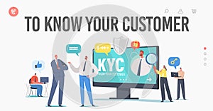 KYC, Know Your Customer Landing Page Template. Business Verifying of Clients Identity and Assessing their Suitability