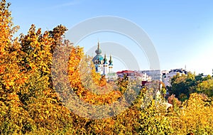 Kyev landscape, view of the Andreevskaya church