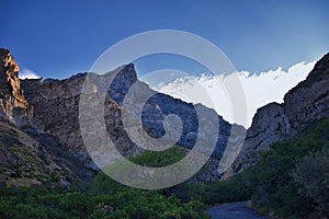 Kyhv Peak renamed from demeaning slur Squaw Mountain, view from hiking path, Wasatch Range, Provo, Utah.