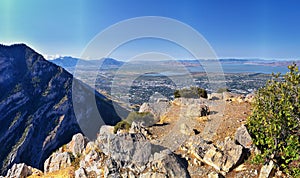 Kyhv Peak Utah County valley views, recently renamed, by Y Mountain, Mount Timpanogos Wasatch Range.