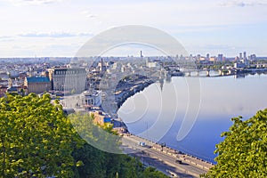 Kyiv cityscape panorama from Podil, Ukraine