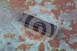 KYIV, UKRAINE - April 22, 2020. KP580BM80A Soviet clon Intel 8080 processor