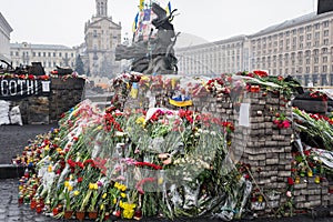 Kyiv, Ukraine - April 05 th, 2014: the ruined centre of the city, the Institutska street after the Ukrainian revolution photo