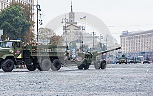 KYIV, UKRAINE - AUGUST 24, 2016: Military parade in , dedicated to the Independence Day of .