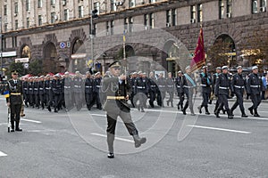 KYIV, UKRAINE - AUGUST 24, 2016: Military parade in Kyiv, dedicated to the Independence Day of Ukraine. Ukraine celebrates 25th an