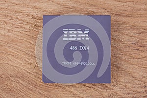 KYIV, UKRAINE - Feb. 17, 2018. IBM 486DX4 processor