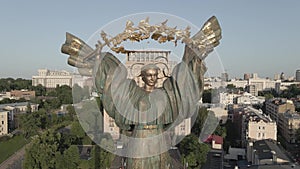 Kyiv. Ukraine: Independence Square, Maidan. Aerial view, slow motion, flat, gray