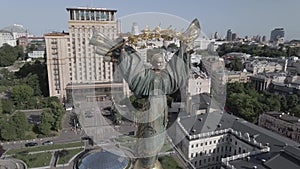 Kyiv. Ukraine: Independence Square, Maidan. Aerial view, slow motion, flat, gray