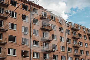 War of Russia against Ukraine. A residential building damaged by an russian cruise missiles in the Ukrainian