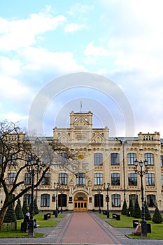 Kyiv, Ukraine - March 14, 2024. Park of National Technical University of Igor Sikorsky Polytechnic Institute in Kyiv