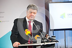 KYIV, UKRAINE - MARCH 5, 2014: Portrait of Petr Poroshenko - new president of Ukraine