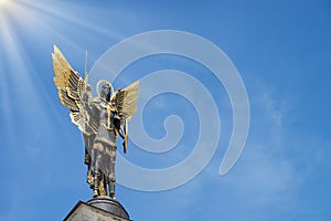 Kyiv, Ukraine. May 2023. Monument to the Archangel Michael