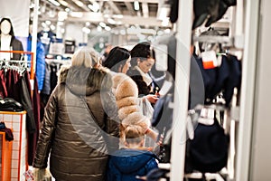 Kyiv, Ukraine - November 23, 2018: Shoppers visit the mall on the Black Friday, November