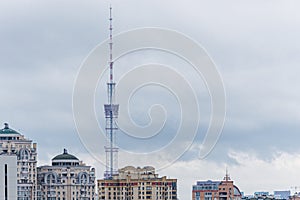 Kyiv, Ukraine - October 1, 2023: The streets of Kyiv city and Kyiv TV Tower.