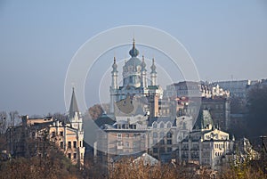 Kyiv Ukraine Podil in November, St Andrew`s Church