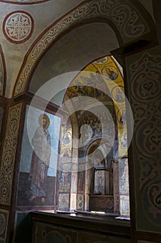 KYIV, UKRAINE - September 11 2022: Interior of the Orthodox Cathedral of Kyiv photo
