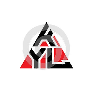 KYL triangle letter logo design with triangle shape. KYL triangle logo design monogram. KYL triangle vector logo template with red