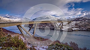 The Kylesku Bridge in winter photo