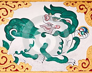 Kylin painting at Phelri Nyingmapa Monastery